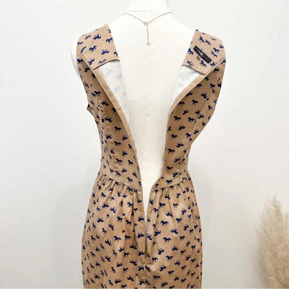 Vintage Inspired Brown Horse Printed Dress - Picture 6 of 10